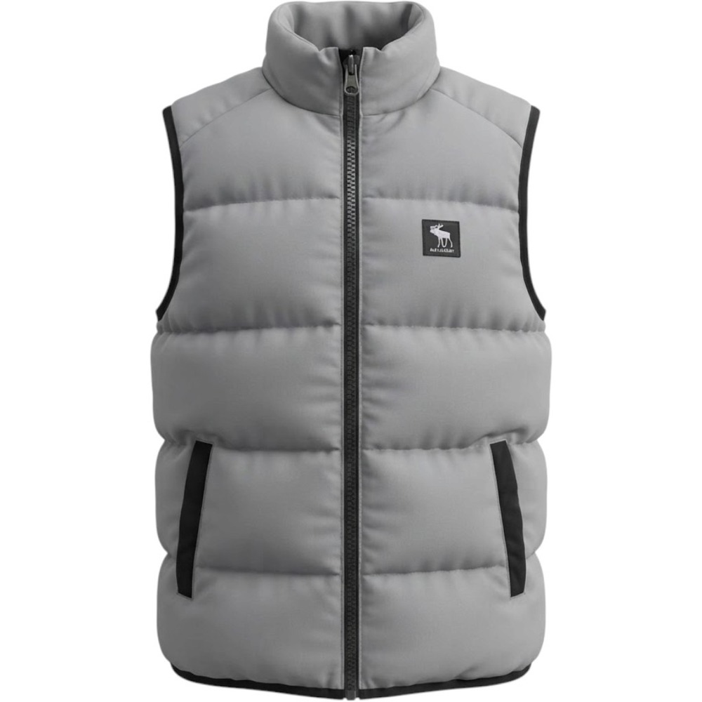 Abercrombie Kids Reflective Puffer Vest Silver Grey Size 11/12 Full Zip Quilted